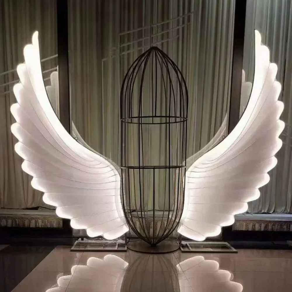 Large Angel Wings Lamps Pair